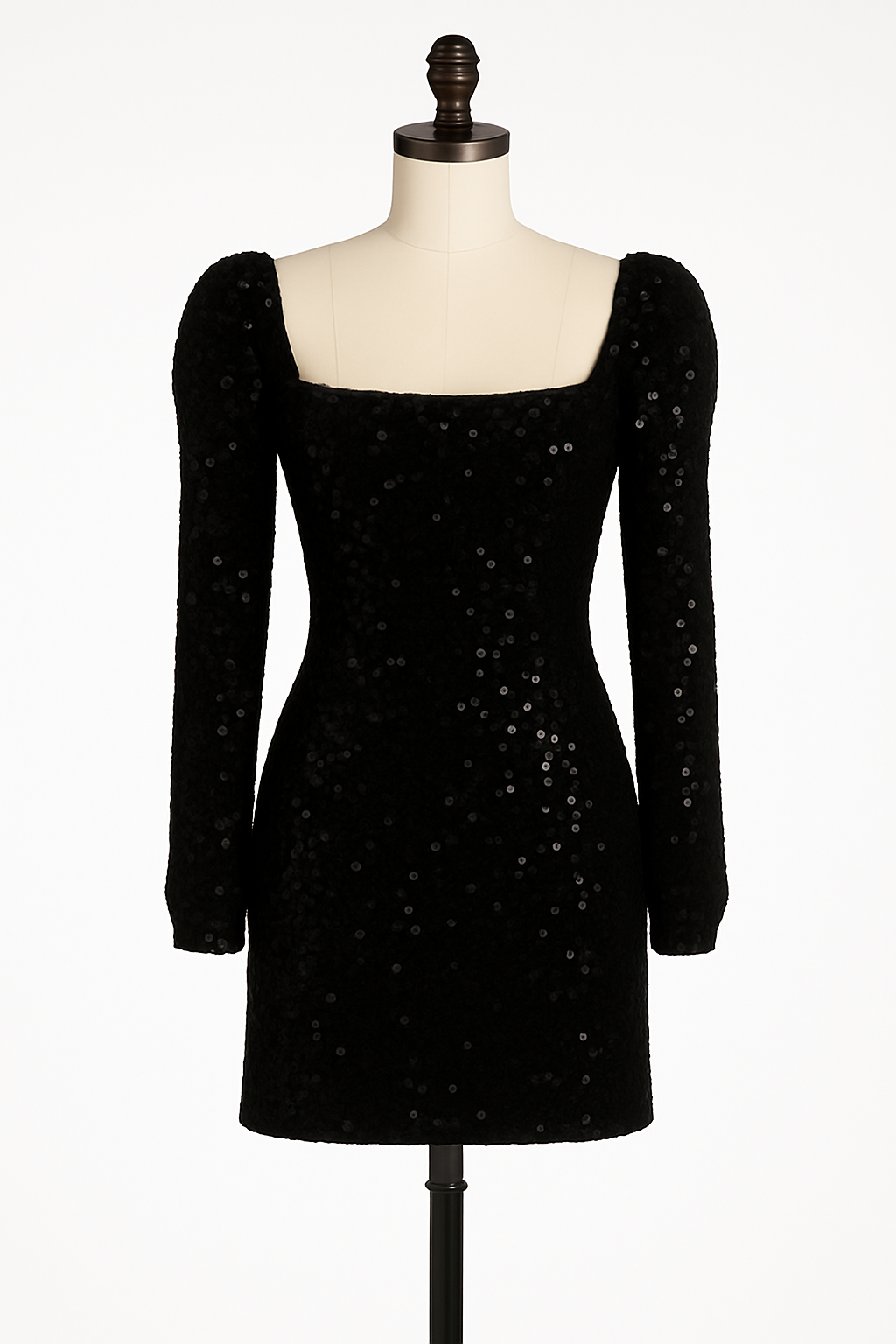 Francesca's NWT Joann Sequin Long Sleeve Velvet Dress, Black, Size Large, New