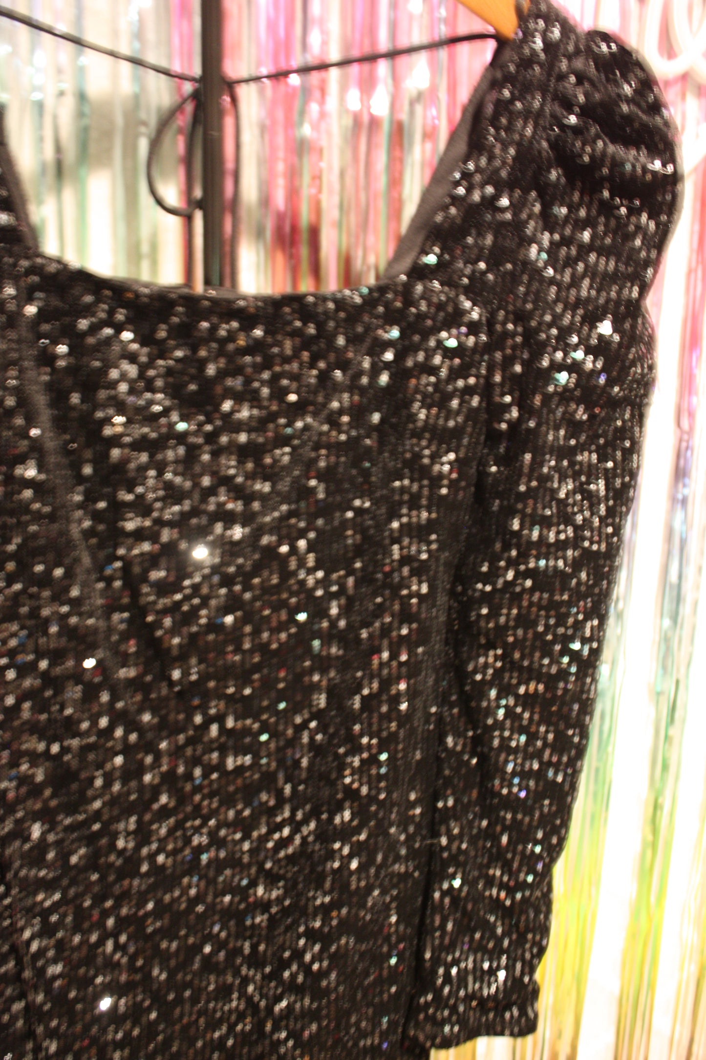 Francesca's NWT Joann Sequin Long Sleeve Velvet Dress, Black, Size Large, New