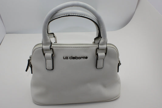 Liz Claiborne White Mini Satchel Handbag, Pre-Owned